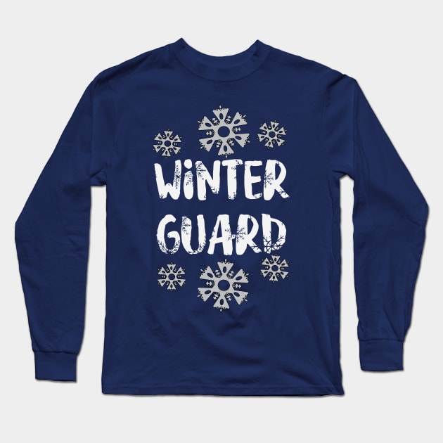 Winter Guard Snowflake White Text Long Sleeve T-Shirt by Barthol Graphics